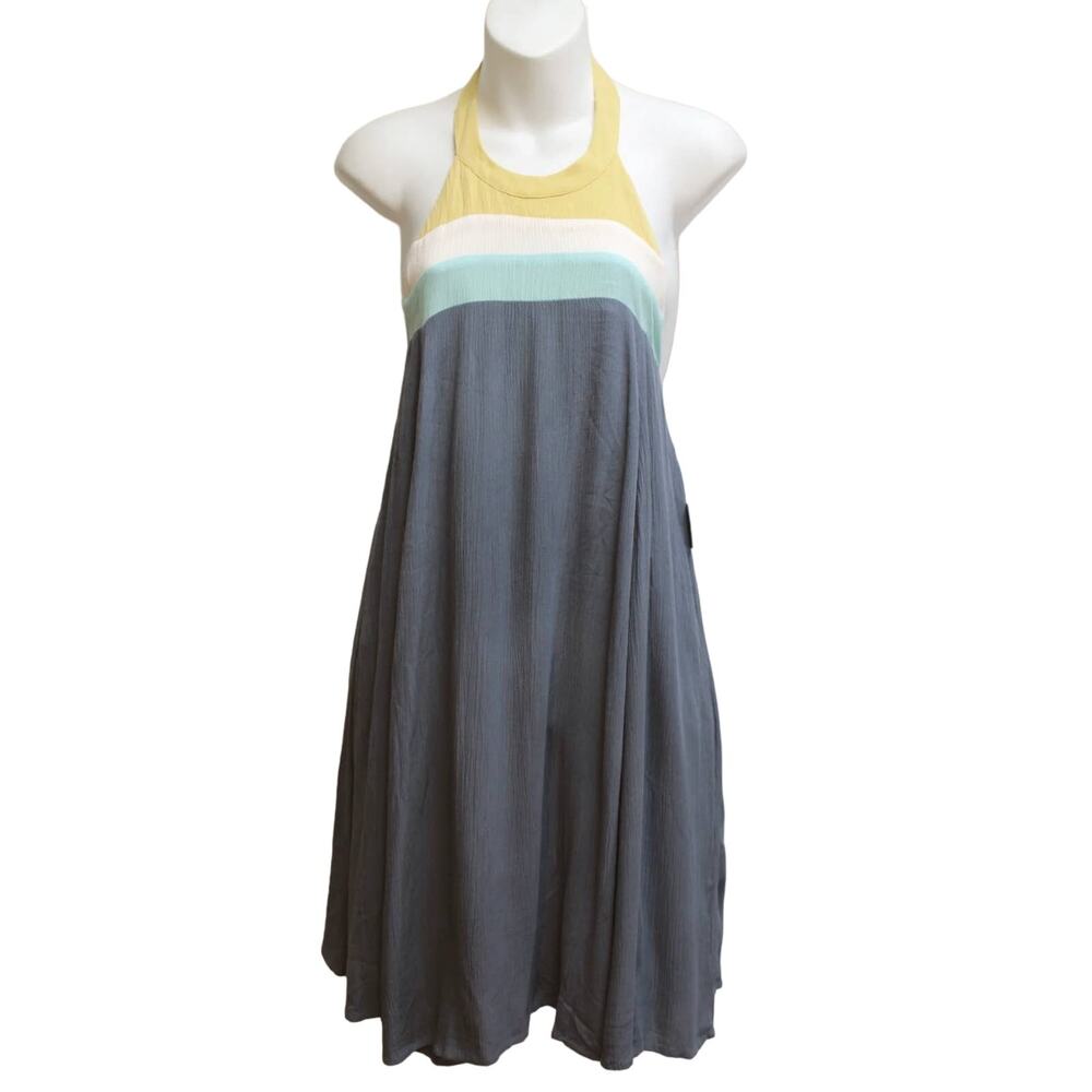 O'Neill Tristyn Blue Gray Low Back Halter Short Dress XS New With Tags